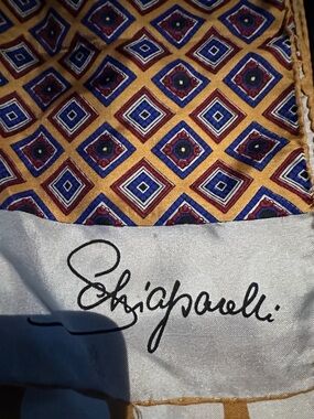 Schiaparelli Yellow Geometric Silk Scarf